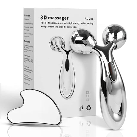 leiwo Stainless Steel Gua Sha and Face Roller Set, Facial Tool for Face Sculpting, Metal Skin Care, Massager for Women leiwo