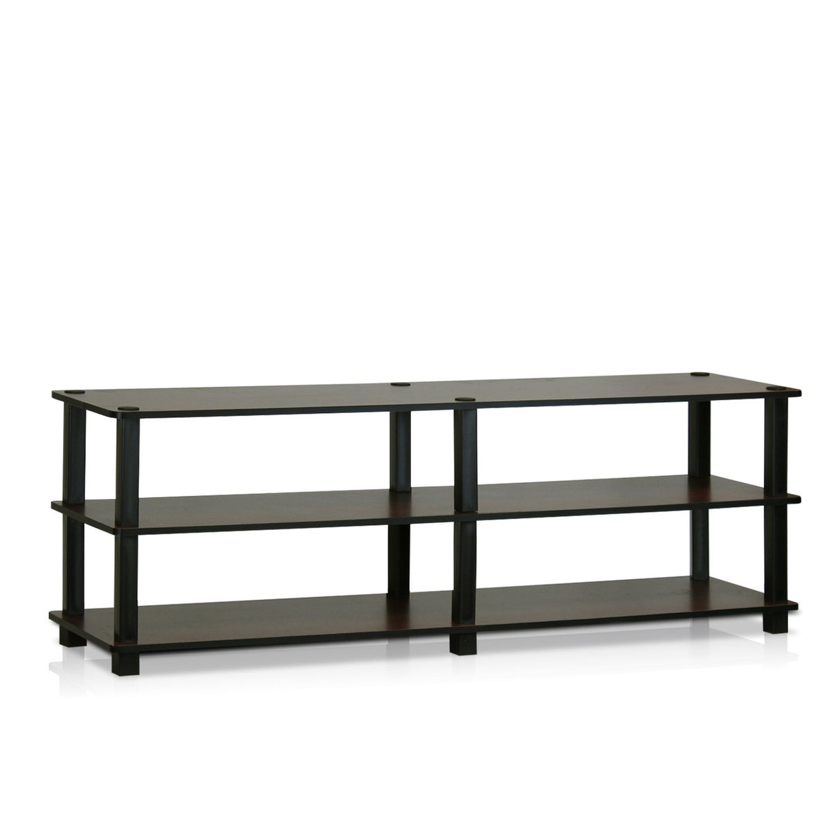 Furinno Turn-S-Tube No Tools 3-Tier Entertainment TV Stands, Dark Brown and Black, Square Corner/Wide Furinno