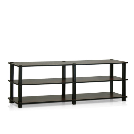 Furinno Turn-S-Tube No Tools 3-Tier Entertainment TV Stands, Dark Brown and Black, Square Corner/Wide Furinno