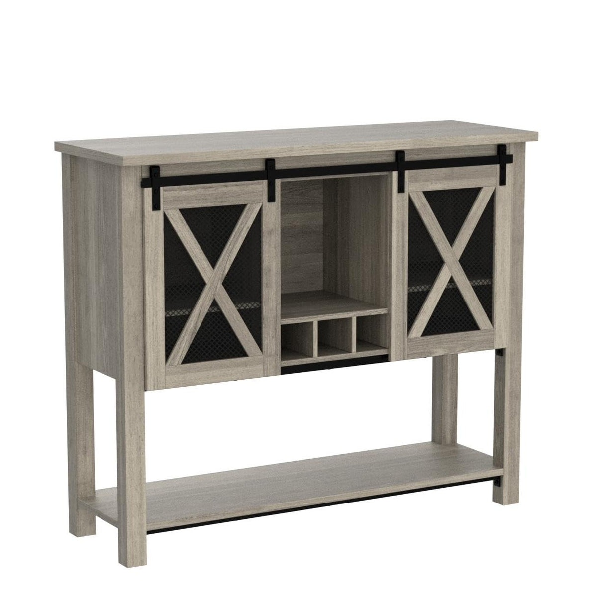 IDEALHOUSE Coffee Bar Cabinet, Sideboard Buffet Storage Cabinet with Storage, Farmhouse Wine Bar Cabinet with Wine Glass Rack, Liquor Cabinet Bar for Home, Kitchen, Dining, Living Room, Grey IDEALHOUSE