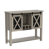 IDEALHOUSE Coffee Bar Cabinet, Sideboard Buffet Storage Cabinet with Storage, Farmhouse Wine Bar Cabinet with Wine Glass Rack, Liquor Cabinet Bar for Home, Kitchen, Dining, Living Room, Grey IDEALHOUSE