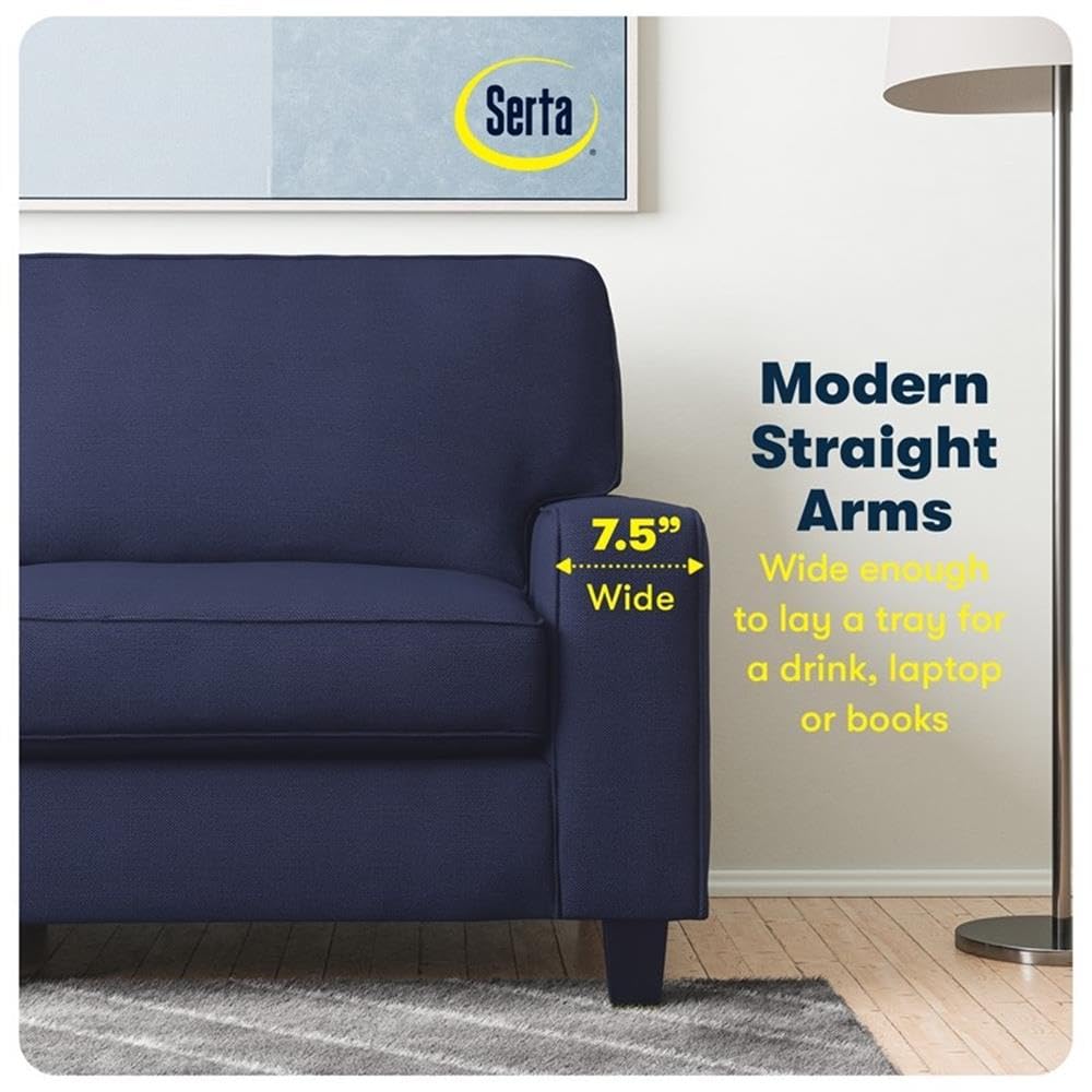 Pemberly Row 73" Track Arm Sofa with Removable Covers Navy Blue Pemberly Row