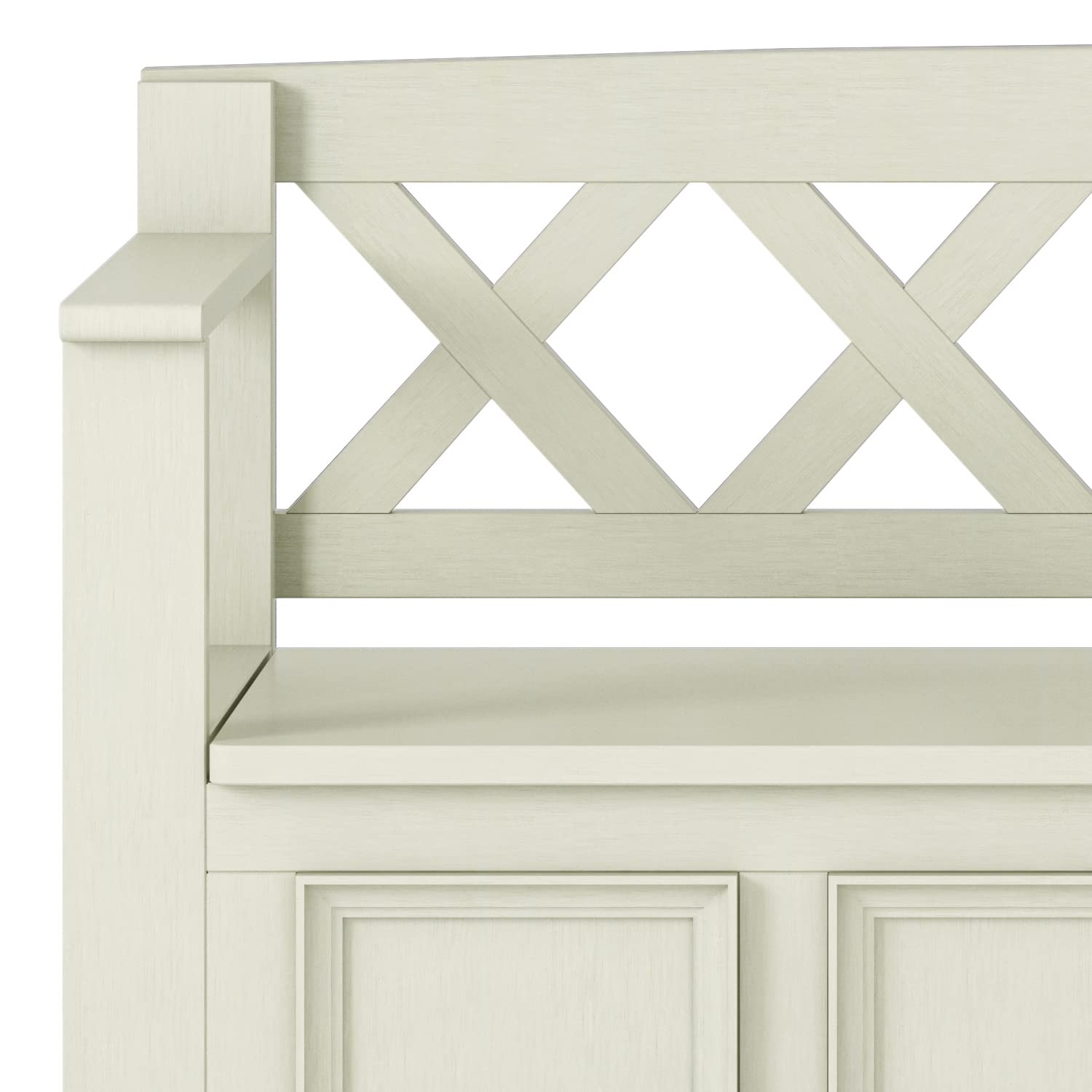 Amherst Solid Wood 48-Inch Entryway Storage Bench in Antique White - WoodArtSupply