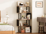 ALISENED 5 Tier Bookshelf, S Shaped Geometric Bookcase, Narrow Freestanding Display Shelves, Modern Wood Decorative Storage Rack for Bedroom, Living Room, Home Office, Black 5-Tier ALISENED