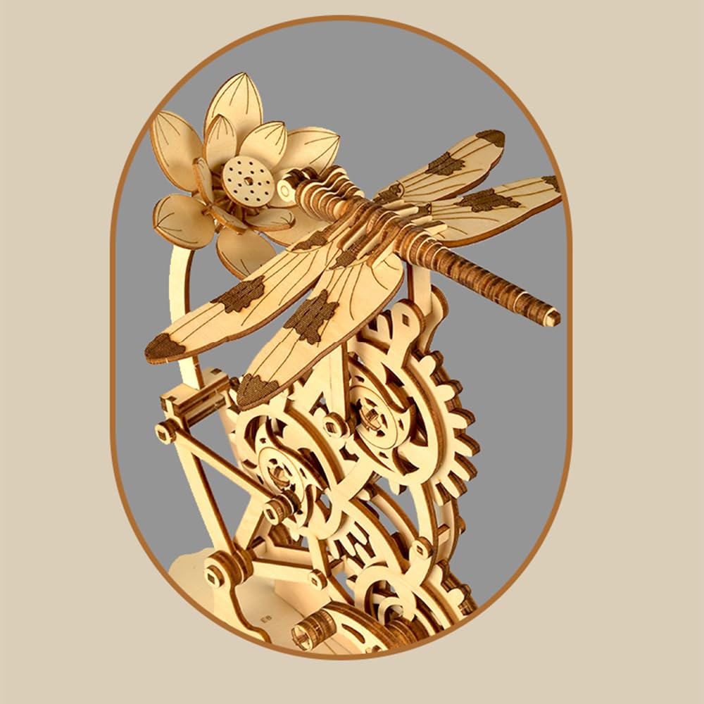 Aida & Hani Wooden Dragonfly Toy 3D Puzzle Toy Creative DIY Assembly Mechanical Wood with Mortise and Tenon Structure Jigsaw Toy Ornament Aida & Hani