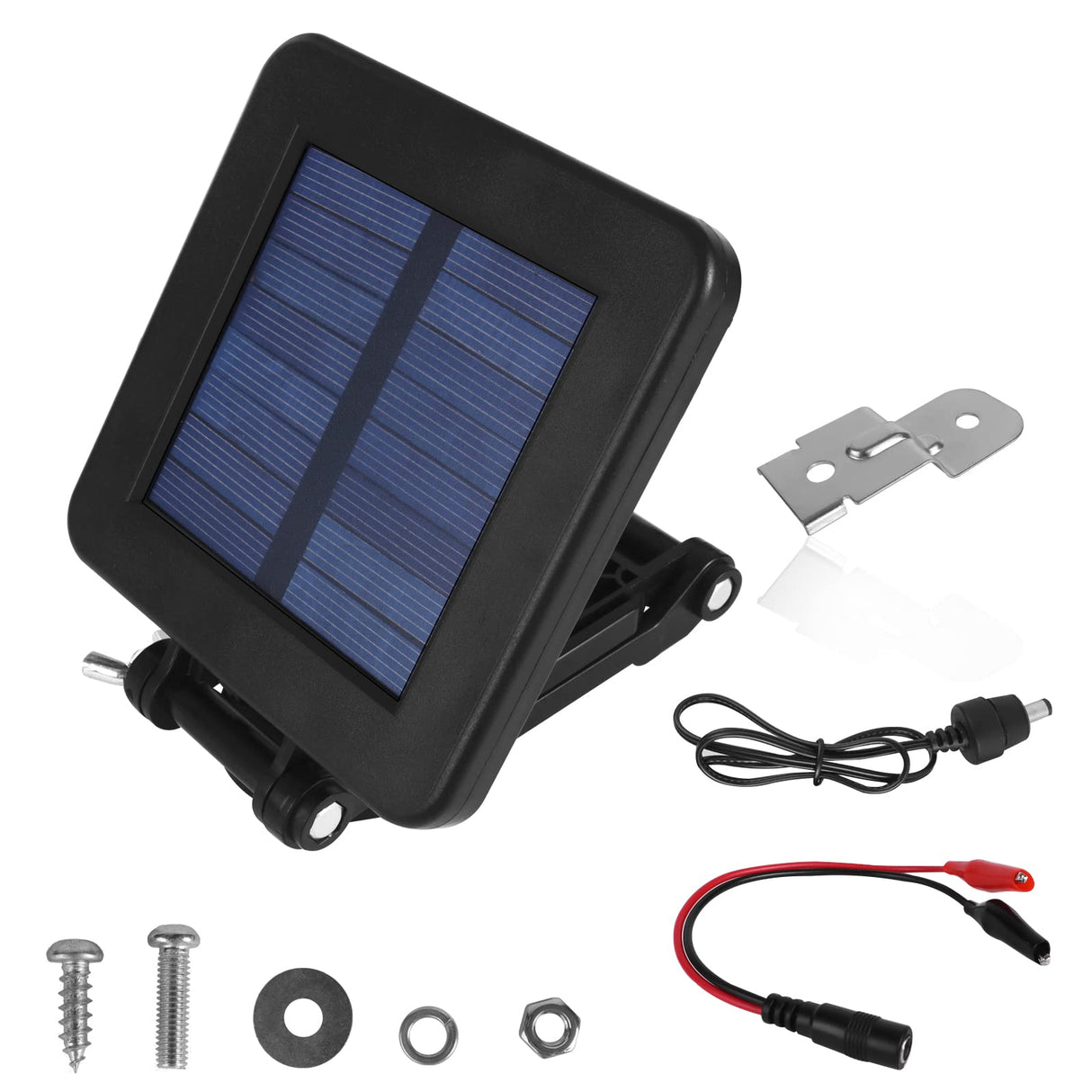 6V Solar Panel for Deer Feeder, Efficient Solar Panel Charger w/Adjustable Mounting Bracket & Alligator Clips, 6V Solar Panel Compatible with Game folwerpk