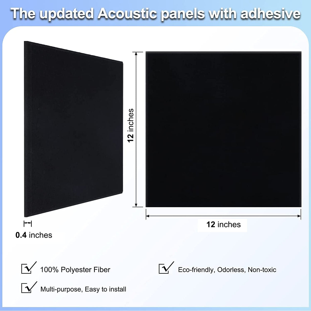 18 Pack Black Acoustic Panels 12"X12"X 0.4"Sound Absorbing Panel Wall Decoration Soundproof Wall Panels High-Density Sound Deadening Panels Acoustic Treatment Panel For Home Studio Dmsky
