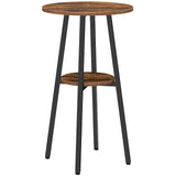 HOOBRO 2-Tier Rustic Brown Round Pub Table with Storage – 37.4" High Bistro Table for Small Spaces HOOBRO