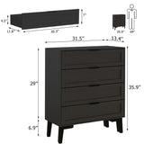TaoHFE Black 4 Drawer Dresser for Bedroom,Wood Lingerie Chest of Drawers for Bedroom,Modern 36inch Tall Black Dresser for Bedroom Living Room, Entryway, Cloakroom(Black, 4 Drawer) TaoHFE
