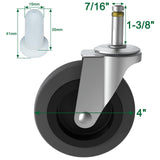 4 Inches Stem Caster Wheels,7/16-Inch Stem Diameter Swivel Rubber Casters,Heavy Duty TPR Replacement Wheels for Rubbermaid Mop Bucket Utility Cart Shop Vac Weber Grills - 4 Pack AAGUT
