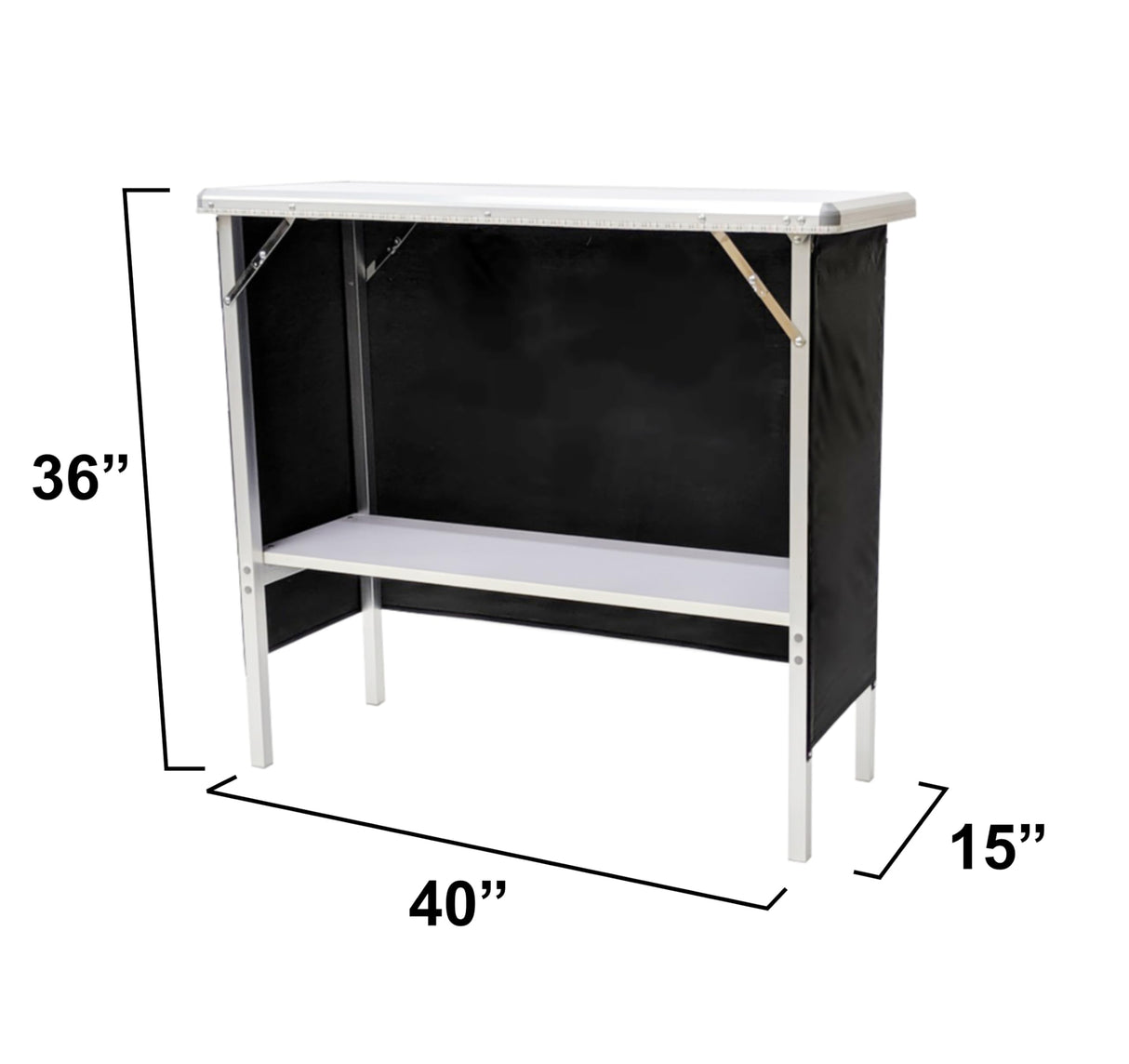 PARTYPONG Black Folding Portable Party Bar with Black Skirt, Storage Shelf, and Carrying Bag - Single Set PARTYPONG