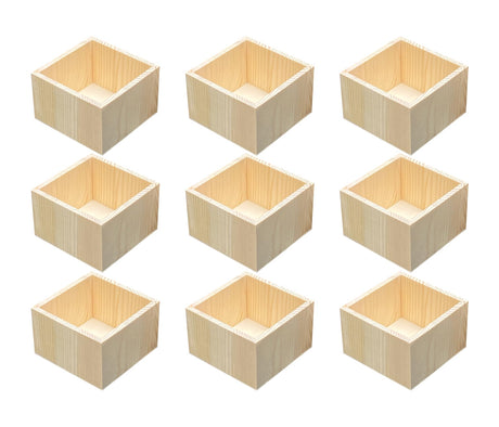 6 Pack 4.7 Inch Square Wood Box Unfinished Small Wooden Boxes for Crafts (Outer 4.7X 4.7X 3 in,Interior 4 x 4 x 2.9 in) Cregugua