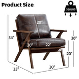 INZOY Mid-Century Modern Accent Chair with Wood Frame, PU Leather Living Room Chair and Soft Thick Padded Armchair for Living Room Bedroom Reception with Removable Upholstered Cushions, Brown INZOY