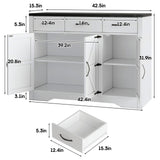 Maupvit 42.5" Sideboard Buffet Cabinet with Storage,Farmhouse Coffee Bar Cabinet with 3 Drawers & 3 Barn Doors, Wood Cupboard Buffet Table Storage Cabinet for Kitchen, Dining Room, Living Room, White Maupvit