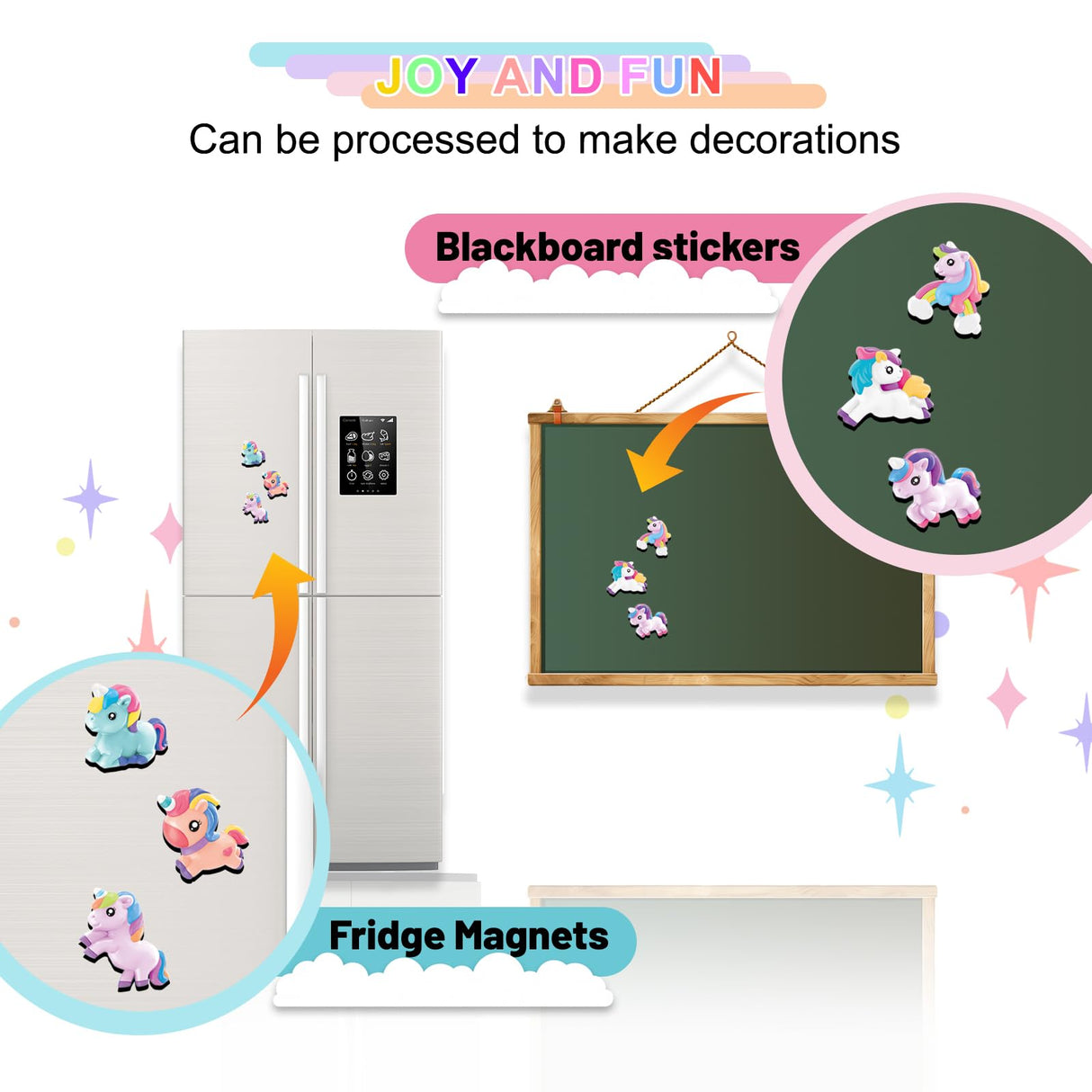 DIY Unicorn Painting Kit - Arts & Craft Set with 6 Plaster Unicorn Mold Fridge Magnets, 6 Paint Pots, 2 Brushes & 1 Scraper, Used in Living Room, Canteen, Creative Gift for Girls Angerbaby