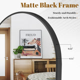 VooBang Arched Wall Mirror, 24 x 36 inch Arch Bathroom Mirror, Wall Mounted Vanity Mirror with Arch Metal Frame, Modern Bathroom Vanity Mirror for Bedroom, Living Room, Hanging or Leaning, Black VooBang