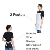 LOYHUANG Total 6PCS White Apron for Women Adult Unisex Plain Color Bib aprons with 2 Front Pockets Washable Chef Aprons for Cooking Baking Kitchen Restaurant Crafting LOYHUANG