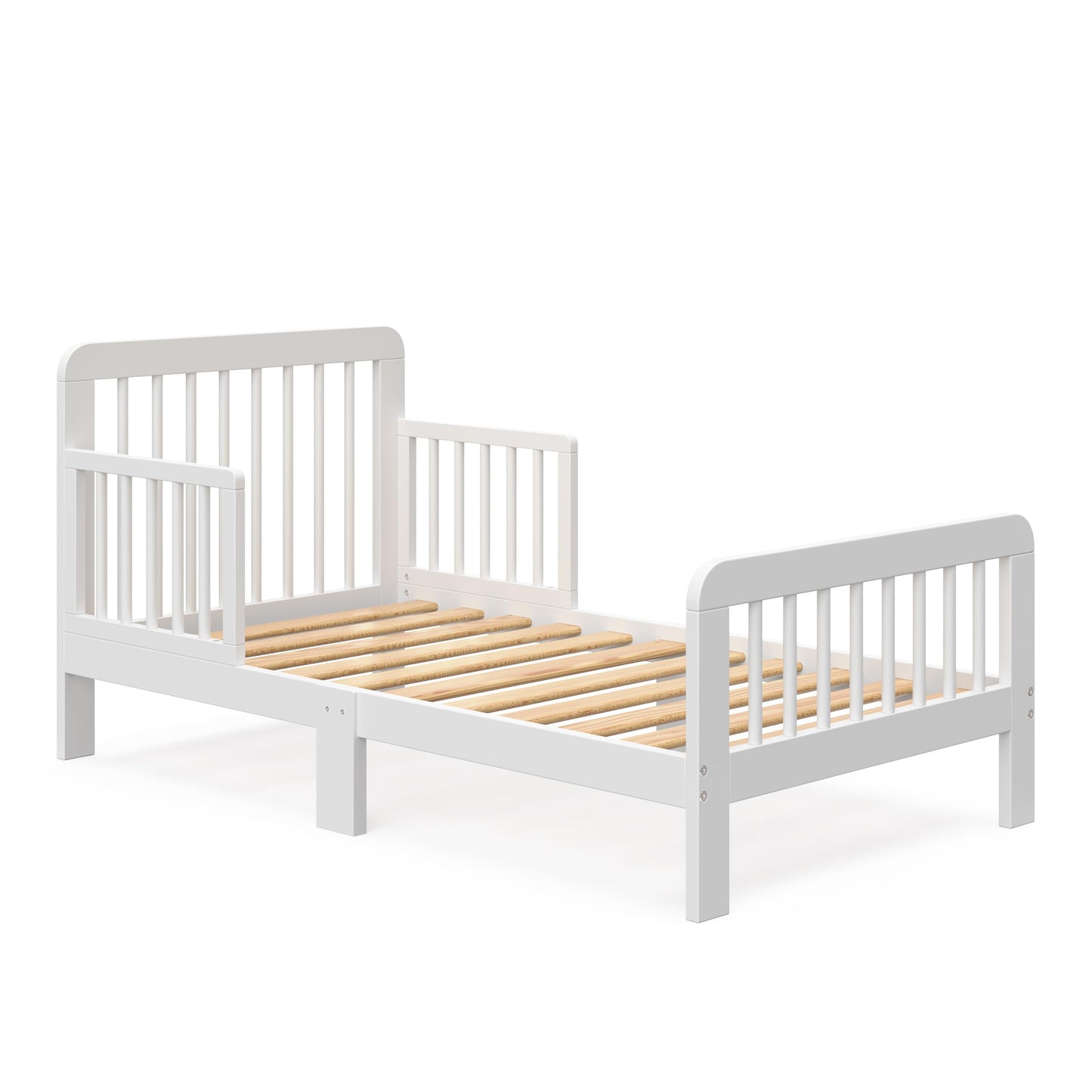 Storkcraft Pasadena Toddler Bed (White) - GREENGUARD Gold Certified, Includes Toddler Safety Guardrails, Fits Standard Crib & Toddler Mattress, Stylish Design with Rounded Details