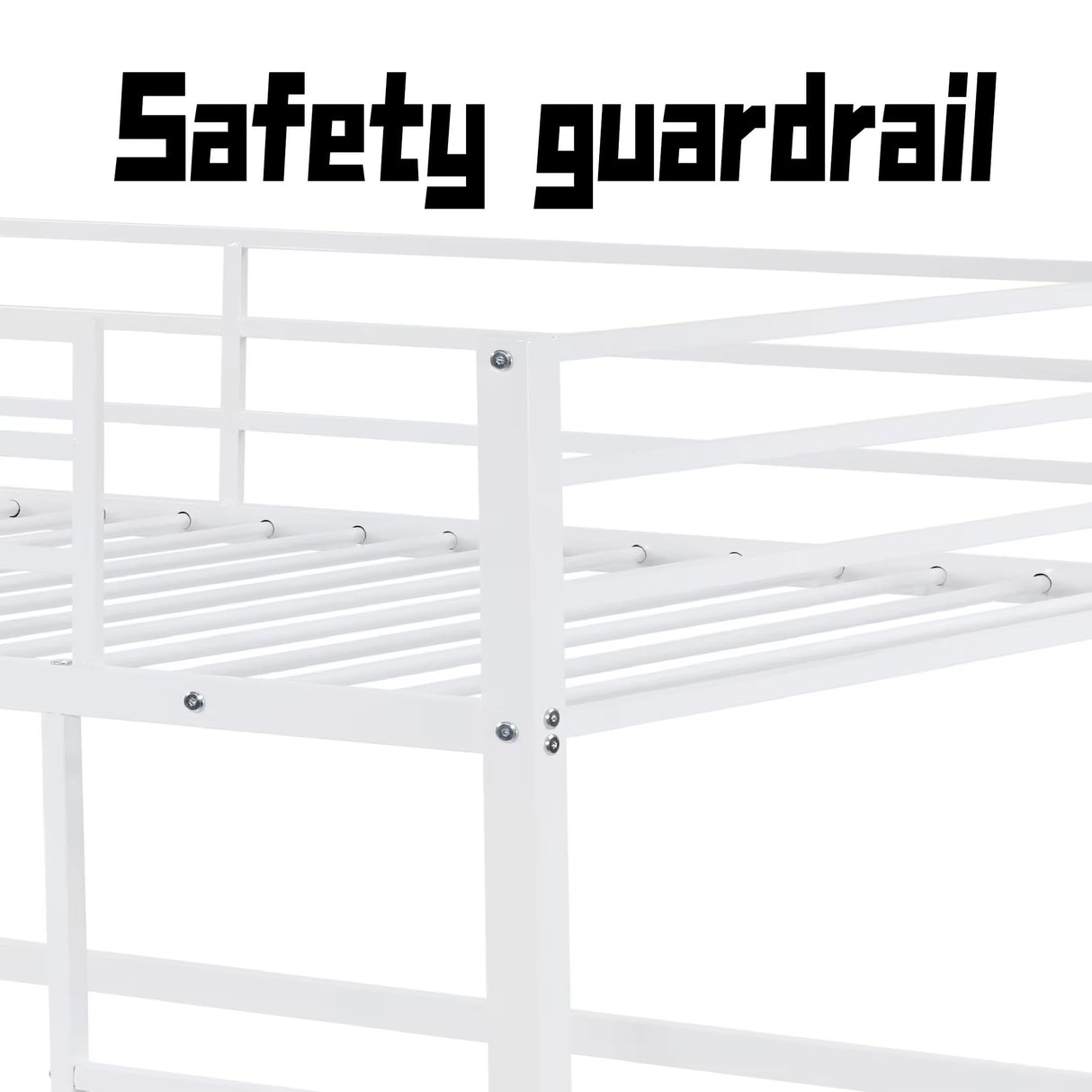 Suwopmvy Heavy Duty Metal Loft Bed Frame Twin Size with Safety Guard Rails & Built-in Ladder - Sturdy Space Saving Loft Bed for Kids, Teens, Adults, College Dorm, Studio Apartment (White, Twin) Suwopmvy
