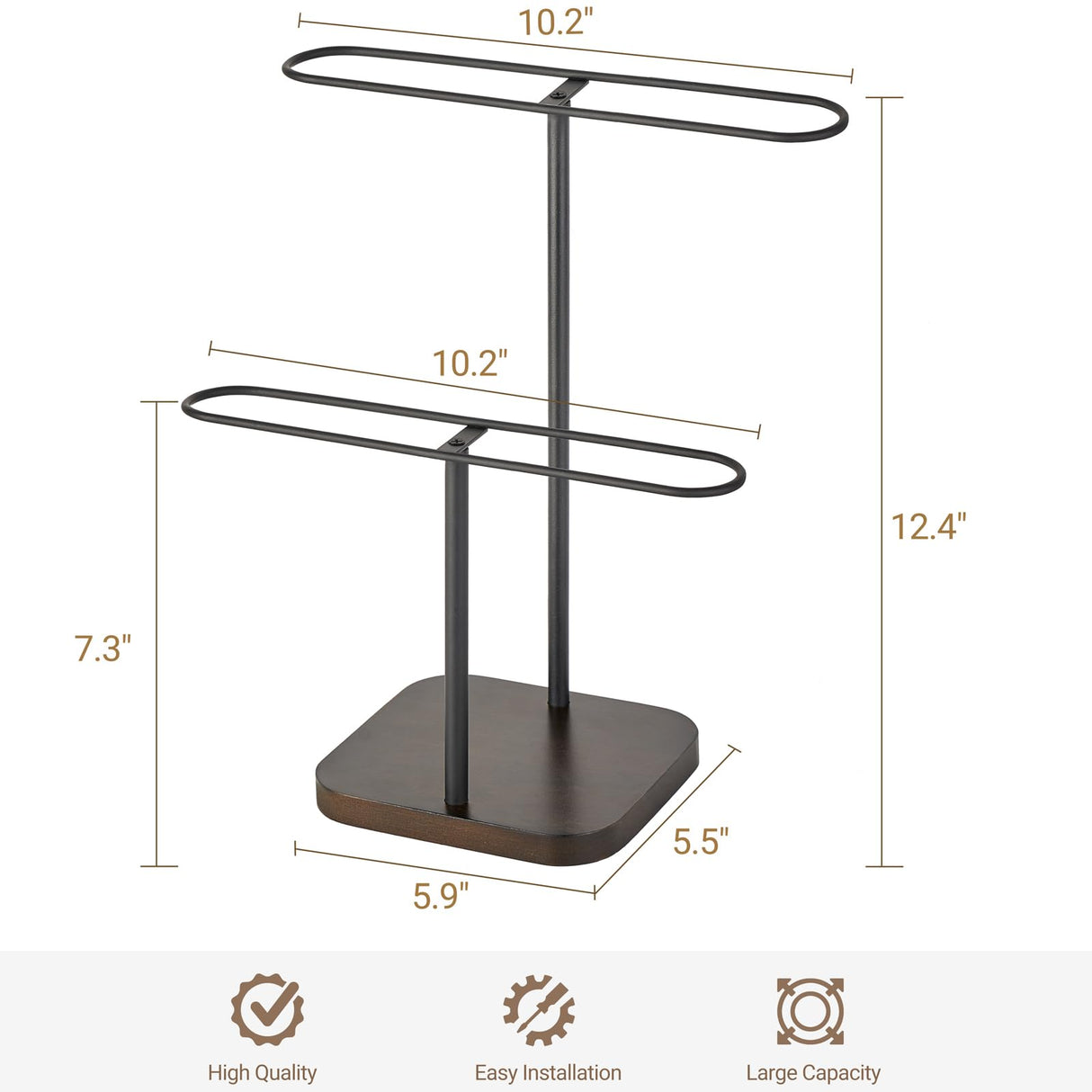 Mkono Sunglasses Organizer Glasses Holder Stand for 24 Pairs of Eyewear, 2 Tier Sunglass Storage Eyeglasses Display Rack Metal Frame with Wood Base for Table Desk Countertop Dresser Bedroom, Black Mkono