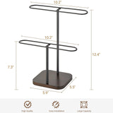 Mkono Sunglasses Organizer Glasses Holder Stand for 24 Pairs of Eyewear, 2 Tier Sunglass Storage Eyeglasses Display Rack Metal Frame with Wood Base for Table Desk Countertop Dresser Bedroom, Black Mkono