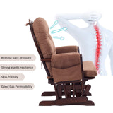 LHONE Rocking Chair with Ottoman, Brown, Traditional Style, Wooden, Adjustable Backrest, Recliner, Nursery & Living Room LHONE