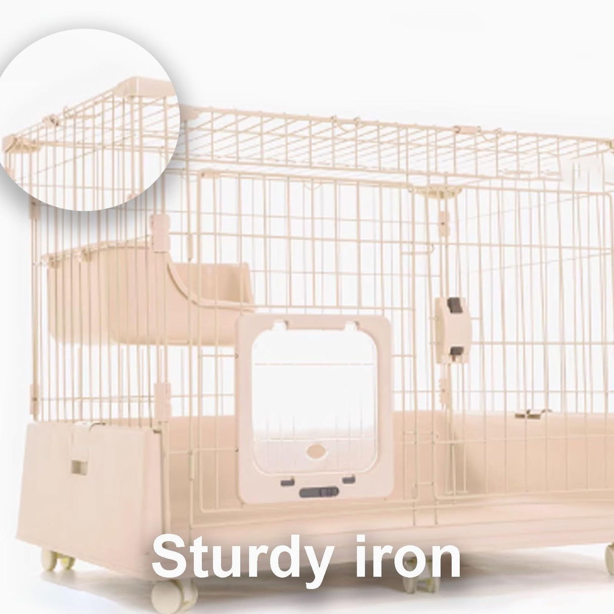 GUQASDV Cat Cages Indoor, Cat Crate, Catio Indoor Cat Enclosure on Wheels, Cat Playpen with Top Cover with Anti-Collision Lock Quick Assembly for Rabbits, Small Animals(White,101x66x126cm) GUQASDV