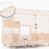 GUQASDV Cat Cages Indoor, Cat Crate, Catio Indoor Cat Enclosure on Wheels, Cat Playpen with Top Cover with Anti-Collision Lock Quick Assembly for Rabbits, Small Animals(White,101x66x126cm) GUQASDV