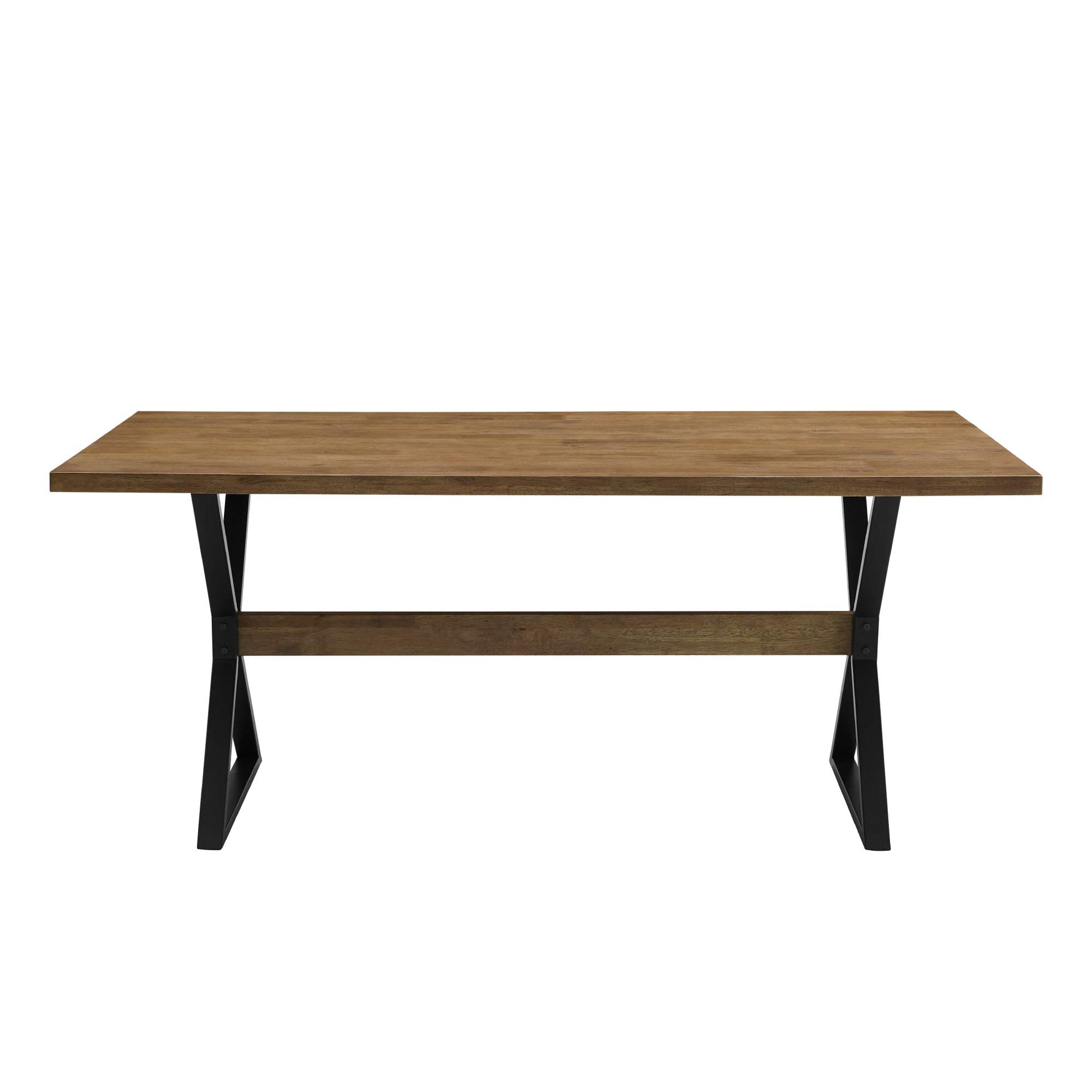 Walker Edison Harrold Modern Farmhouse X Leg Dining Table, 72 Inch, Rustic Oak - WoodArtSupply