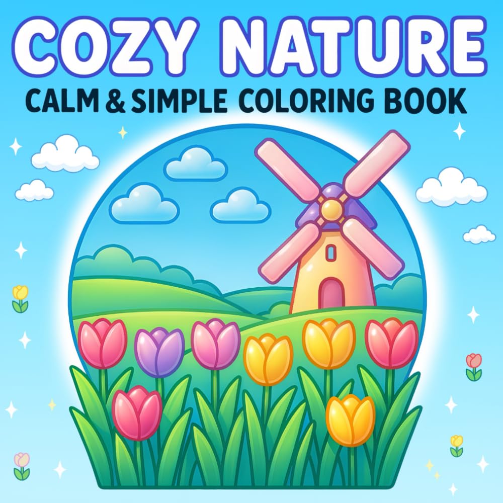 Cozy Nature: A Coloring Book for Adults and Teens with Simple, Calming Nature Scenes for Stress Relief (Bold & Easy Coloring) WoodArtSupply