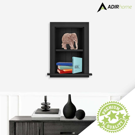 AdirHome Recessed Wall Mount Storage Cabinet – Sturdy Fully Assembled Wooden Utility Storage Shelf – Ideal for Home Kitchen, Bathroom, Laundry, Medicine Cabinet (Black) AdirHome
