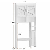 Homhedy Over The Toilet Storage Cabinet with 2 Barn Door and Toilet Paper Holder Stand, FreeStanding Toilet Shelf Space Saver, for Bathroom, Restroom, Laundry, White Homhedy