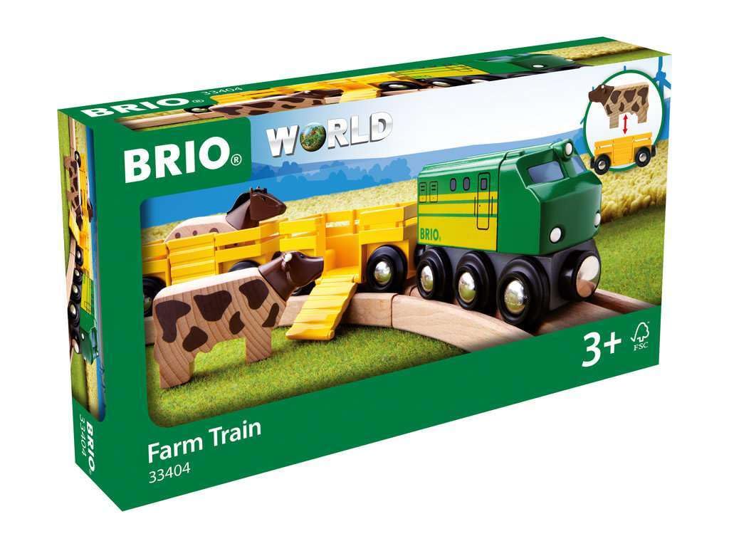 Brio World 33404 - Farm Train - 5 Piece Wooden Toy Train Set for Kids Age 3 and Up Brio