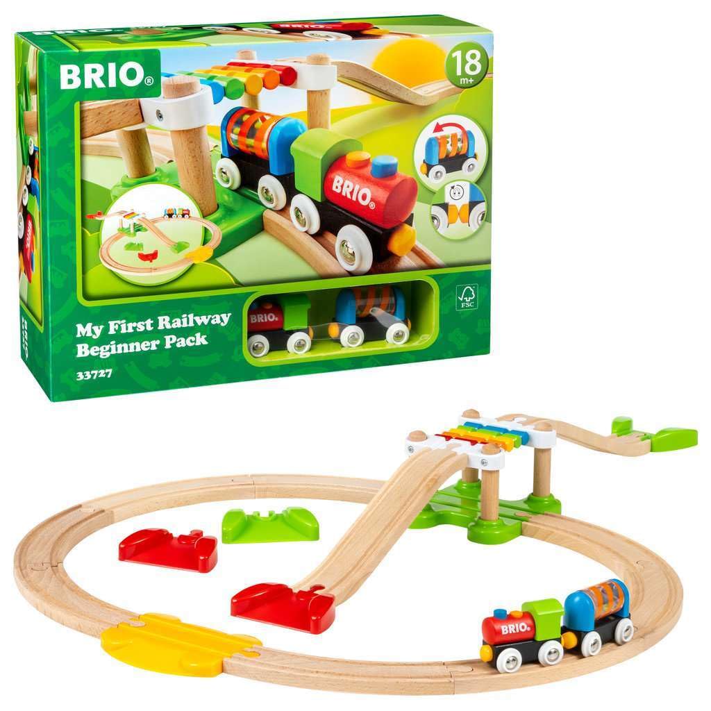 BRIO My First Railway – 33727 Beginner Pack | Wooden Toy Train Set for Kids Age 18 Months and Up Brio