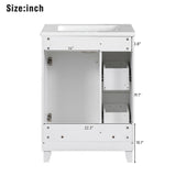 Harper & Bright Designs 24" Bathroom Vanity with Sink, Free Standing Single Basin Vanity Set with Two Drawers and One Door, Modern Wooden Bathroom Cabinet with Ceramic Basin for Bathroom, White Harper & Bright Designs