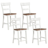 Giantex 24.5" Farmhouse Wooden Bar Stools Set of 4 with Ergonomic Backrest and Footrest Giantex
