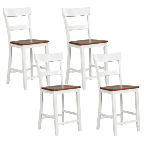 Giantex 24.5" Farmhouse Wooden Bar Stools Set of 4 with Ergonomic Backrest and Footrest Giantex