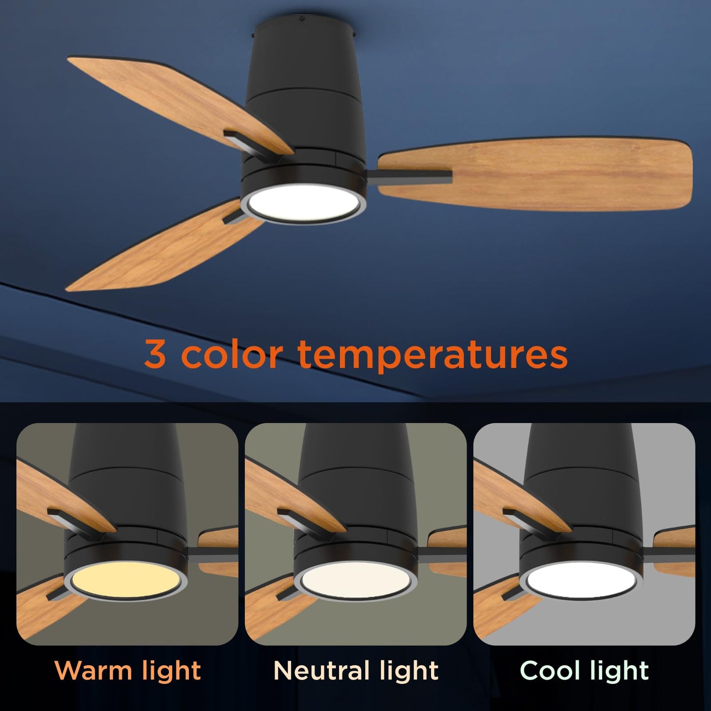 TALOYA Ceiling Fan with Lights and Remote Control 42 inch Multifunctional Quiet Fan with Three Color Temperature and High Brightness Light and Reversible Blades - WoodArtSupply