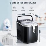ZAFRO Countertop Ice Maker,Portable Ice Machine with Carry Handle,Self-Cleaning,Basket and Scoop,9 Cubes in 6 Mins,26.5lbs/24Hrs,2 Sizes of Bullet Ice,for Home,Kitchen,Party,Black ZAFRO