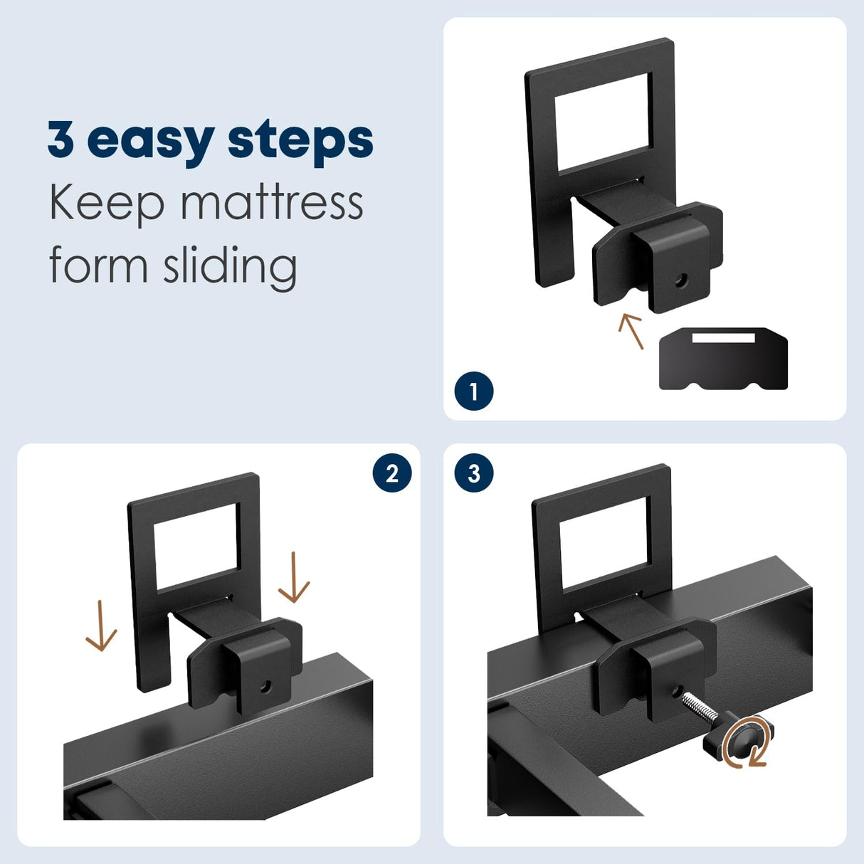 SUYAUU Non Slip Mattress Gaskets, Mattress Holder in Place Gripper for Metal Bed Frame, Keep Mattress from Sliding Gripper, Adjustable, 6 PCS, Black SUYAUU