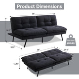 Hcore Polyester Memory Foam Convertible Futon Sofa Bed, Small Splitback Loveseat, 68" L x 32.3" W x 30.7" H, Black Hcore