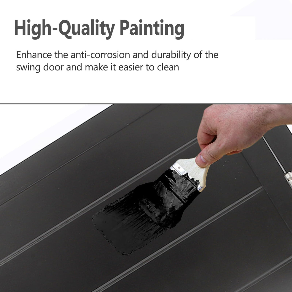 Swinging Door, Swing Half Door 3 Spring Hinges, Cafe Saloon Doors Swinging for Hallway Kitchen Bar Pub Entrance Partition, 35.4x35.4inch / Black DouSeiAi