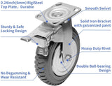 Chrov 6 Inch Heavy Duty Plate Casters Wheels Set of 4 Swivel Casters 1322lbs Smooth Silent 360 Degree Rotation Ball Bearing (2 with Brake Lock, 2 Without Brake) Chrov