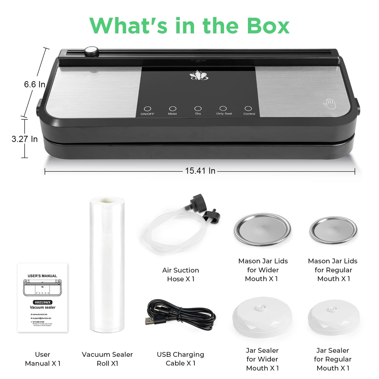 Etunsia Cordless Vacuum Sealer, Rechargeable Vacuum Sealer Machine, Build in Cutter and Bag Storage, With External Air Hose for Mason Jars/Canisters (Black and Gray) Etunsia