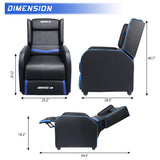 BOSSIN Gaming Recliner Chair for Adults 400lbs Racing Style Sofa Big and Tall PU Leather Recliner Seating Modern Ergonomic Lounge Recliner Chair Comfortable Home Movie Theater for Living Room(Blue) BOSSIN