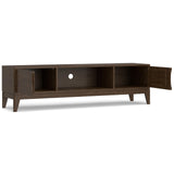 SIMPLIHOME Harper Solid Hardwood Wide Mid Century Modern Media Stand for TVs up to 80 inches for The Living Room and Entertainment Center, 72 inch, Walnut Brown SIMPLIHOME