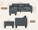 Woyomeub Sectional Sofa Couches for Living Room 78" L Shaped Sofas with Storage Ottoman 3 Seater Couch Velvet Fabric, Dark Grey Woyomeub