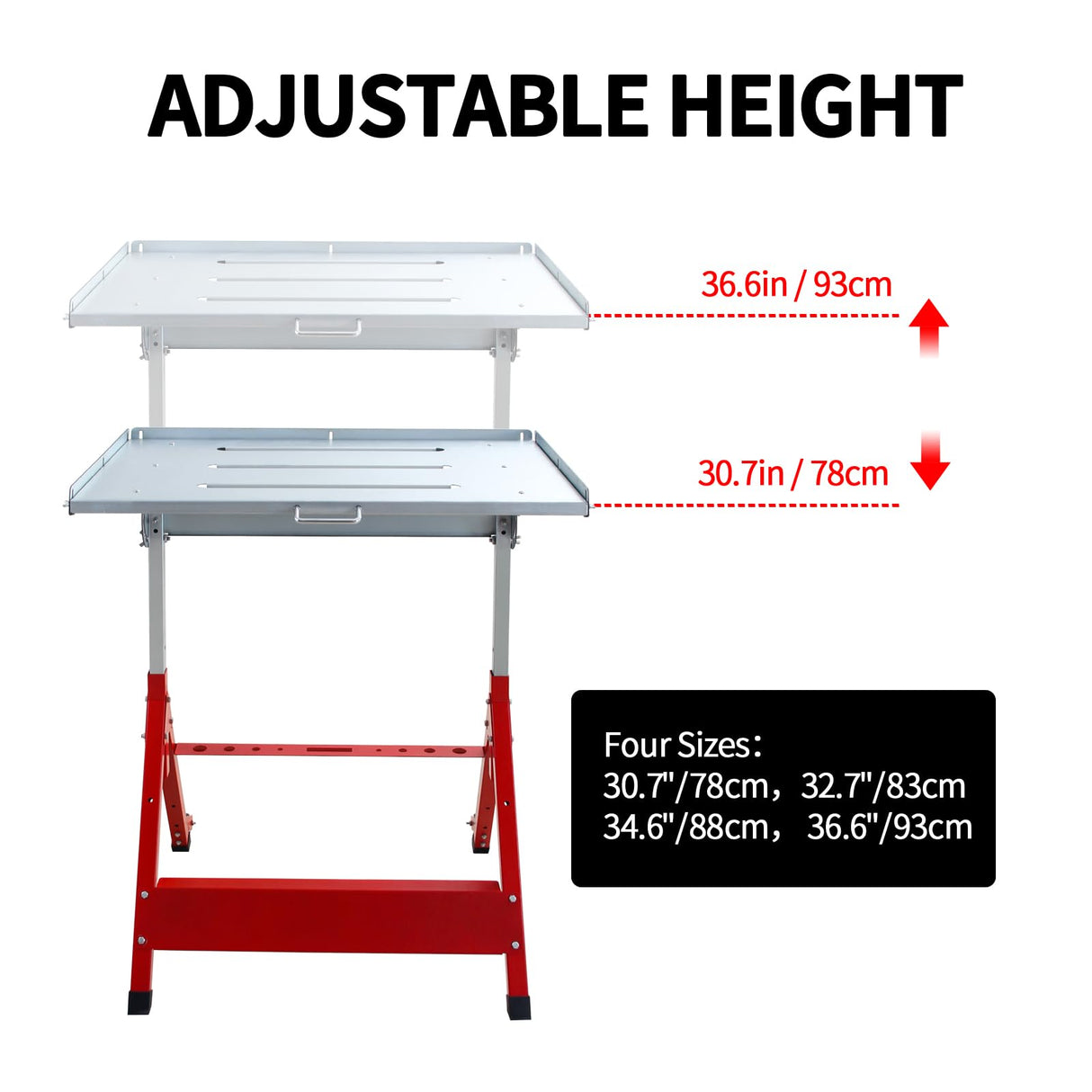 KODOM Steel Welding Table 30"x20", 400Lbs Load Capacity Welding Workbench Table, Folding Work Bench with Three 1.1'' Tabletop Slots, Adjustable Height&Angle, Retractable Guide Rails KODOM