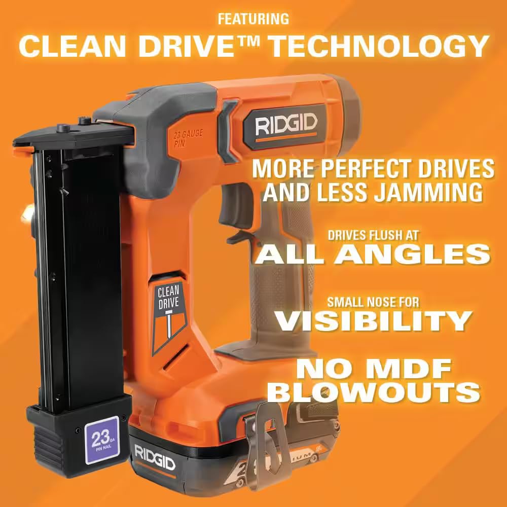 RIDGID 18V Cordless 23-Gauge 1-3/8 in. Headless Pin Nailer (Tool Only) R09898B RIDGID