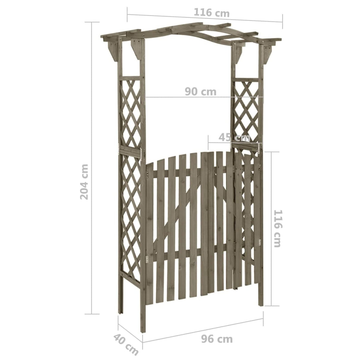 Gecheer Garden Arch Arbor Trellis with Gate, Pergola Planter Plant Support Archway for Climbing Raised Bed, Garden Arch Wedding Party Decoration Outdoor Garden Lawn Backyard 45.7"x15.7"x80.3" - Gray Gecheer